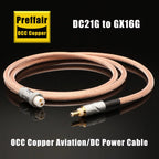 Hifi DC Power Cable GX16 2Pin to DC 2.5/2.1mm OCC Silver Plated with Pure Copper Connector Aviation Plug Phono Cable Amplifier
