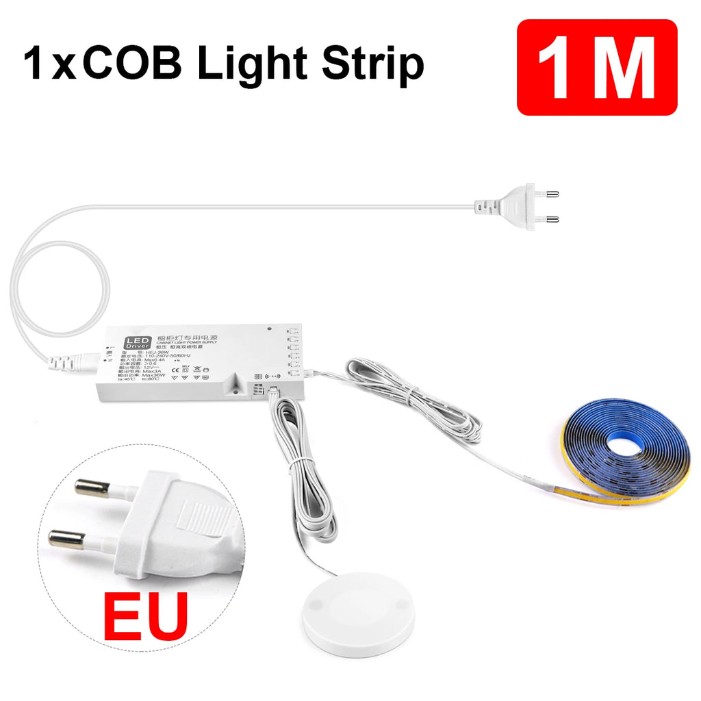 Smart Penetrable Wood COB LED Strip Touch Sensor Light 320Leds/m Warm/Neutral White Parallel Lights Kitchen Backlight Lighting