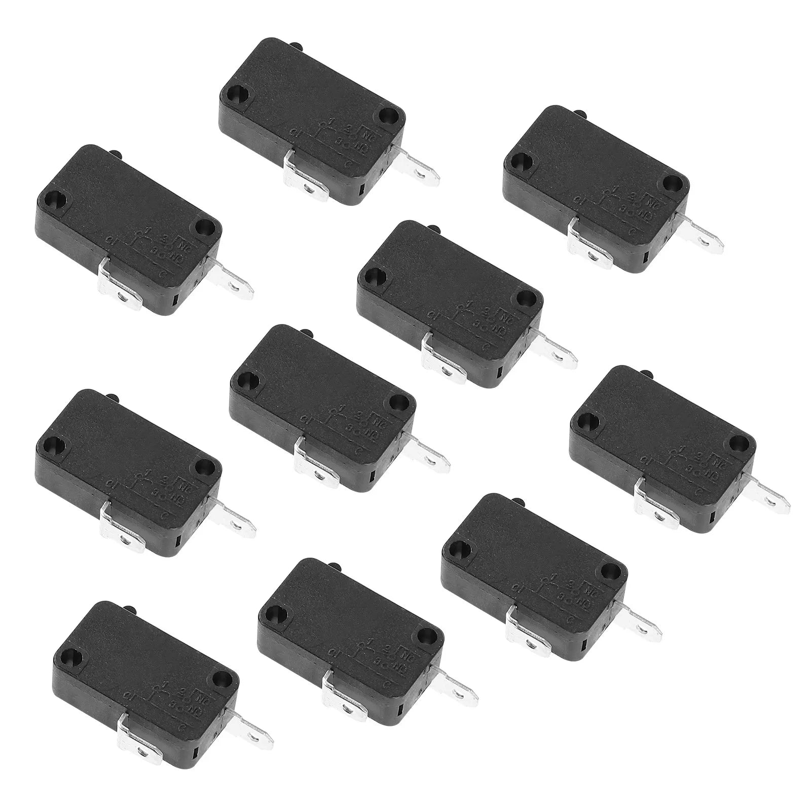 10Pcs Normally Close Micro 16a Limit Switch Replacement Snap Spdt Microwave Oven Washer Rice Cooker Door Button
