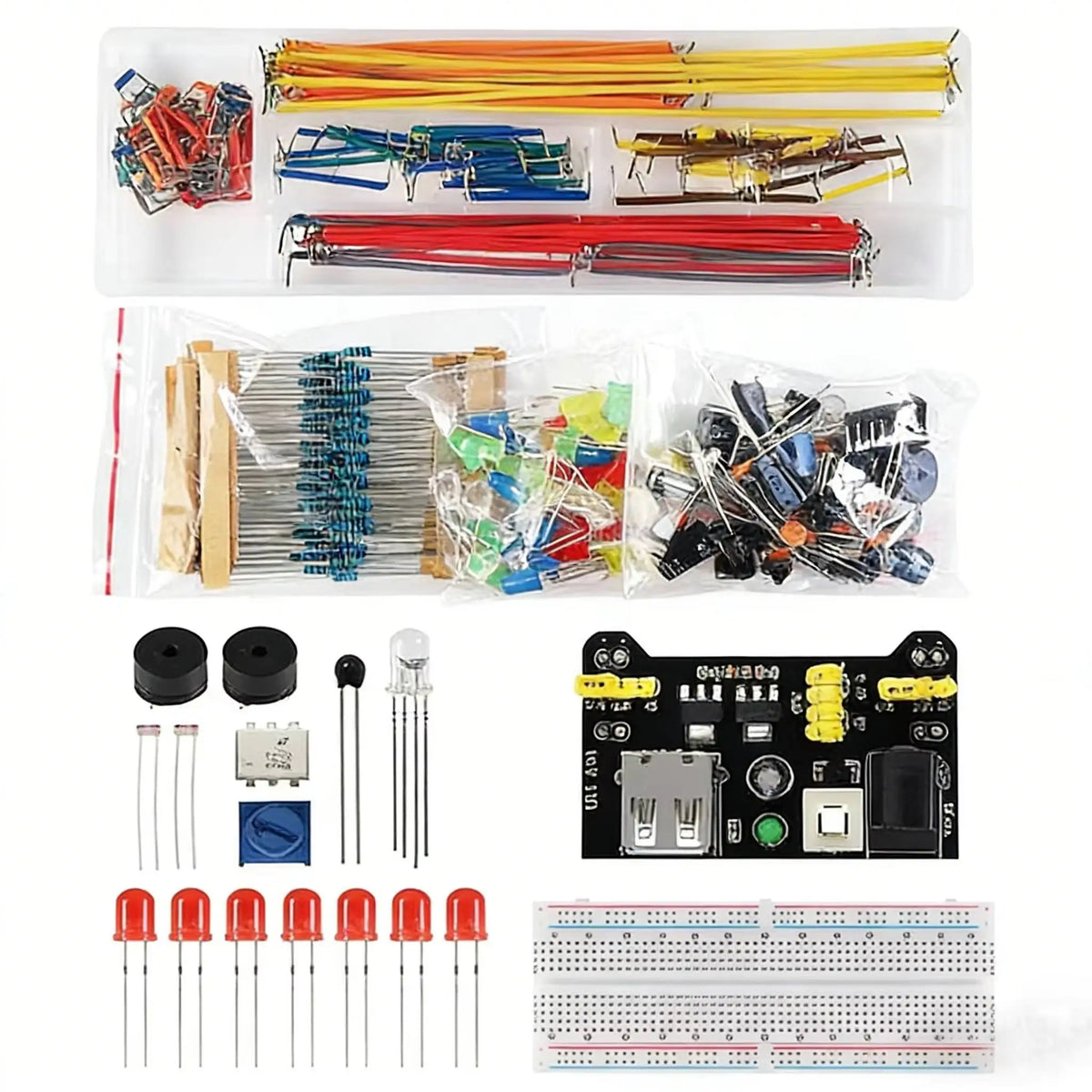 Breadboard 830 PointDIY Electronic Component Assorted Kit for Arduino,  LED, Jumper Wires, Resistors, Capacitors