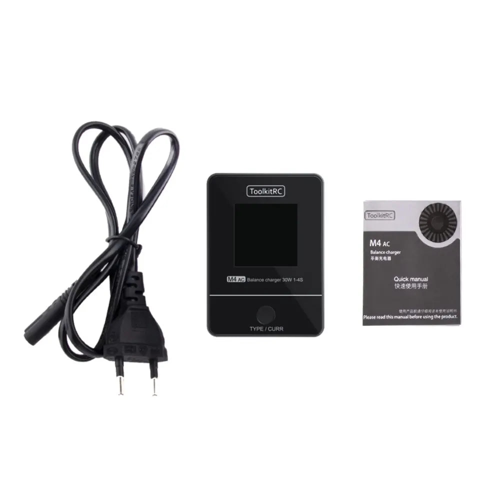 ToolkitRC M4AC 30W LiPO LiFE LiHV Compact AC Charger 1-4S XT60 Interface for RC Model FPV Racing Freestyle Drone Batteries