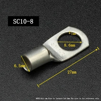 SC Type Wire Nose Terminal SC6 SC10 SC16 SC25 SC35 Bare Copper Battery Block Lugs Hole ID6/8/10/12mm Crimp Wire Connector