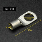 SC Type Wire Nose Terminal SC6 SC10 SC16 SC25 SC35 Bare Copper Battery Block Lugs Hole ID6/8/10/12mm Crimp Wire Connector
