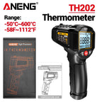 Infrared Thermometer ANENG Non-contact -50~600℃ Digital Laser Temperature Meter TH202 LCD Display Pyrometer Point Gun Tester