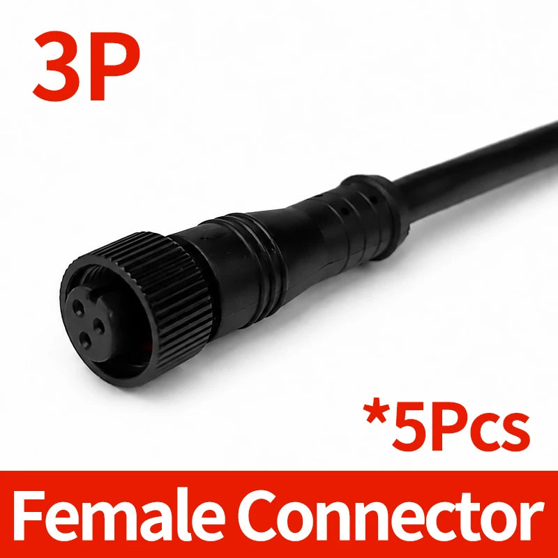 5PCS M12 IP65 Waterproof Aviation Connector 2 3 4 5 6 8 Pin Metal Panel Mount Male Plug Socket Pigtail Cable for Industrial Use