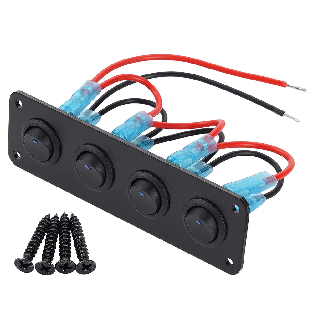 1-4 Gang Toggle Switch Panel 12V USB Car Boat Marine RV Truck Blue LED Styling Accessories Marine Rocker Switch Universal