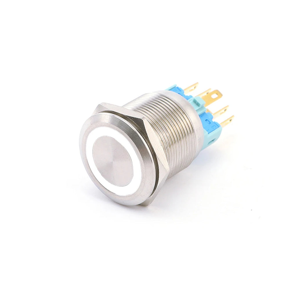 ABILKEEN 22/25MM 1NO1NC/2NO2NC Metal Push Button Switch IP65 Waterproof Momentary/Latching Push Button with LED Ring Light