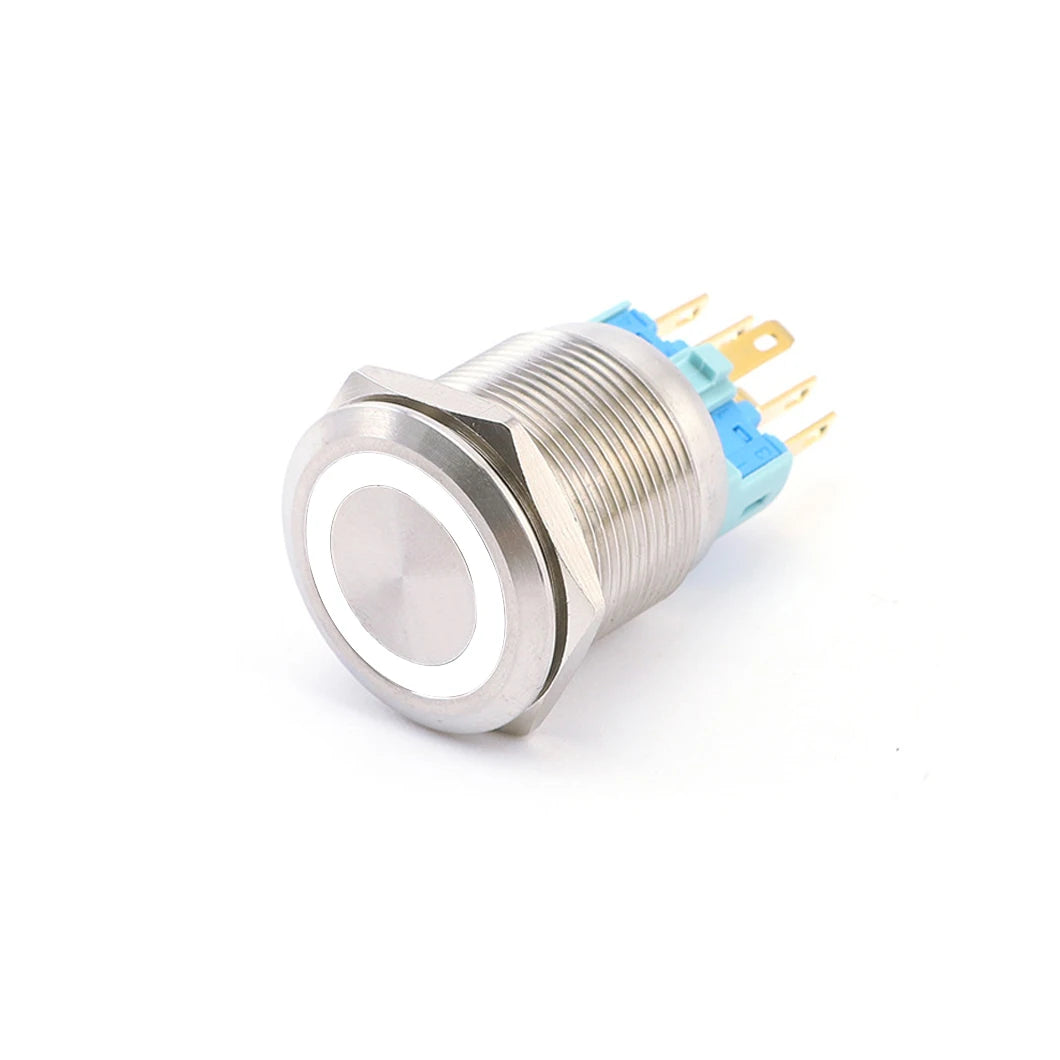 ABILKEEN 22/25MM 1NO1NC/2NO2NC Metal Push Button Switch IP65 Waterproof Momentary/Latching Push Button with LED Ring Light