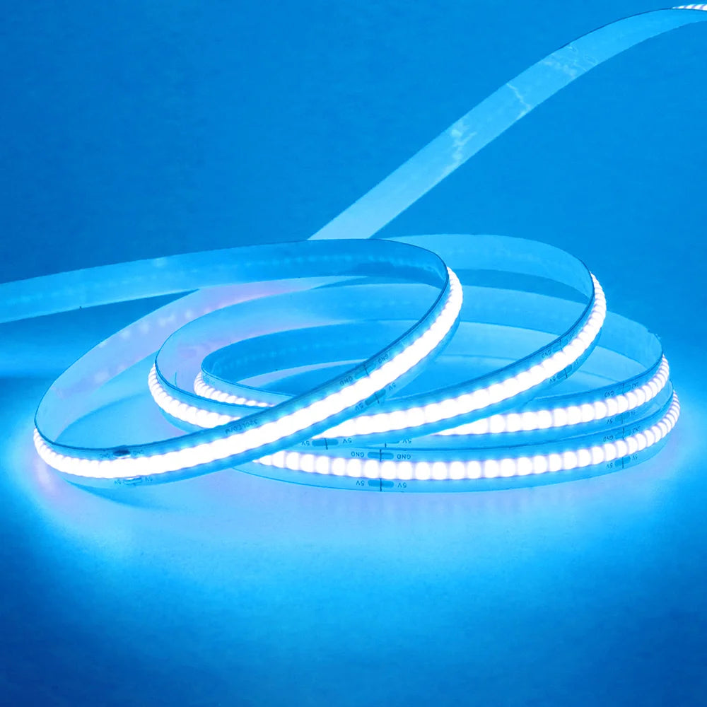 3mm 5mm PCB Battery Power COB LED Strip Light 5V Warm Natural White Blue Red Green Pink Tape 320LEDs 8mm High Density Flex Lamp