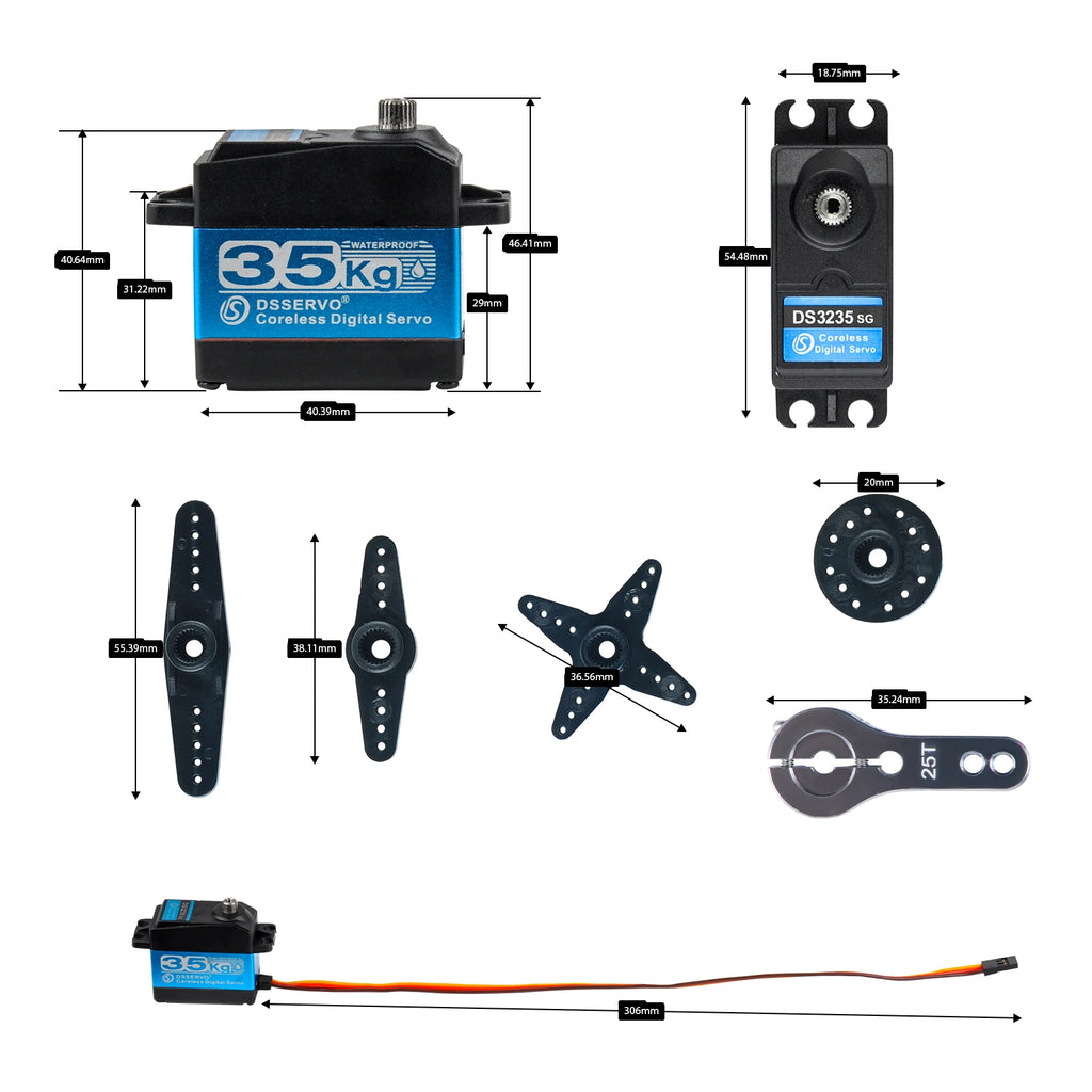 25kg 35kg 45kg High Torque Coreless Digital Servo Motor DS3225 DS3235 DS3245 Stainless 180/270 Degree for Baja Car RC Robot