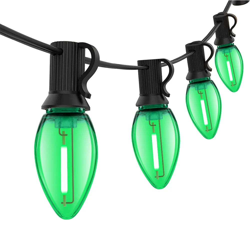Colorful Outdoor String Lights C7 Shatterproof Replacement Bulbs 1W E12 Base RGB Waterproof Garland for Party Garden Decorations