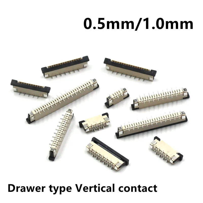 5pcs FPC Connector 0.5mm/1.0mm Pitch Drawer Type Upper/ Bottom Contact Type Socket FFC Flat Cable Socket 4P 5P 6P 8P 10P-60Pin