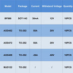 10PCS/lots P N-Channel BF998 AOD452 AOD472 AOD409 MJD122 SOT-143 TO-252 Enhancement Double-gate Mosfet Darlington Transistor