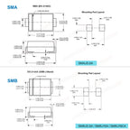 50Pcs 100% Original SMAJ5.0A SMBJ5.0A SMBJ15A SMBJ18CA TVS Diode SMA SMB 800uA 1.0uA 5V 15V 18V 400W 600W Unidirectional Channel