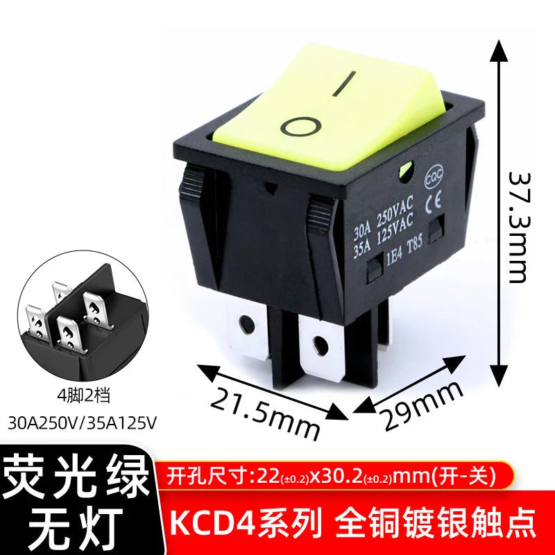 5PCS 16A 20A 30A Rocker Switch 220V 120V KCD7 KCD4 4 6 Pin Rocker Toggle Switch SPDT ON OFF Red Lighted Heavy Duty T125 T85