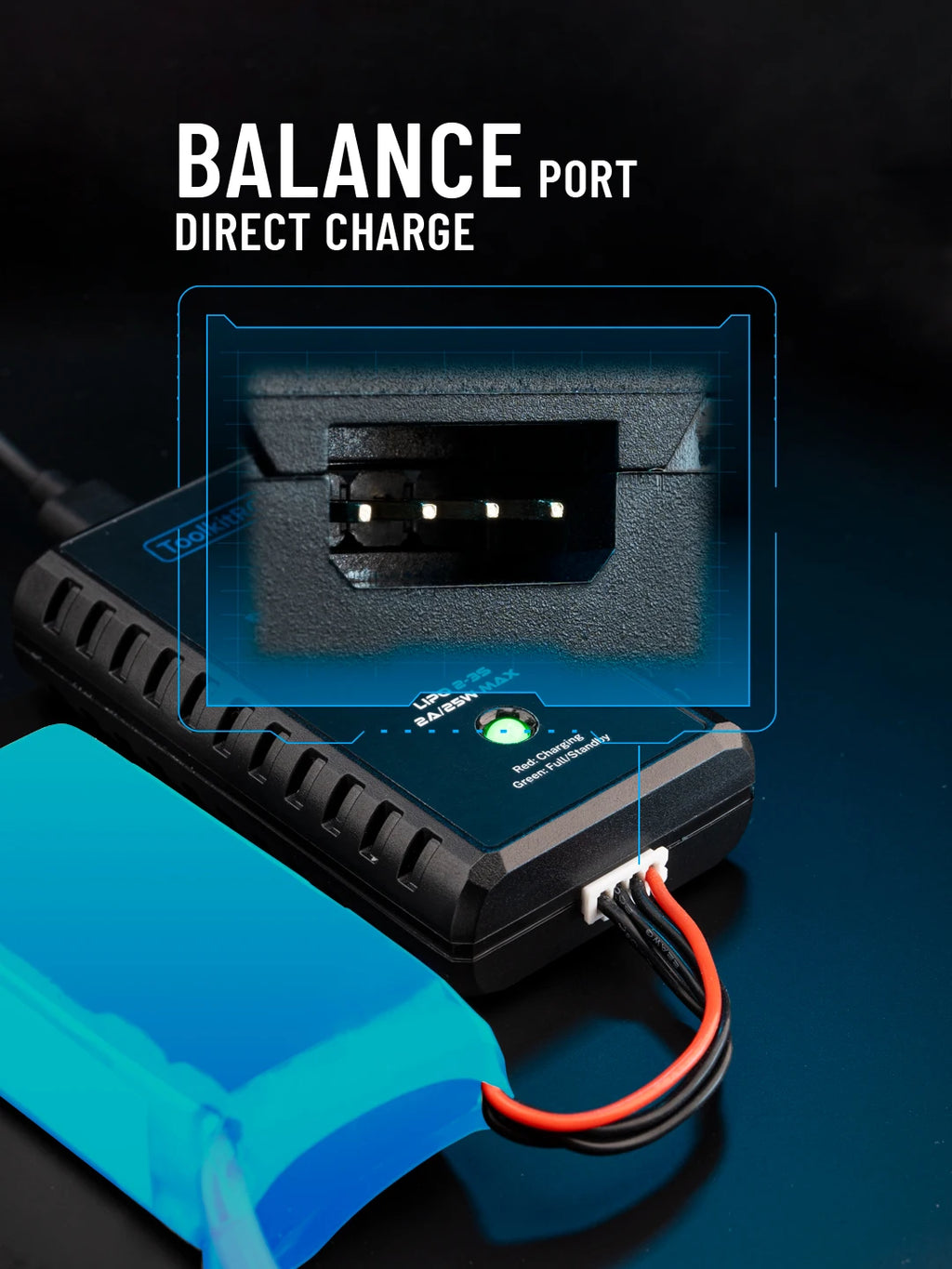 ToolkitRC U3 2-3S LiPo UN3 4-8S USB-C NiMh Battery Charger 2A 25W Balance Port Direct Charge for RC Model FPV Drone Car Airplane
