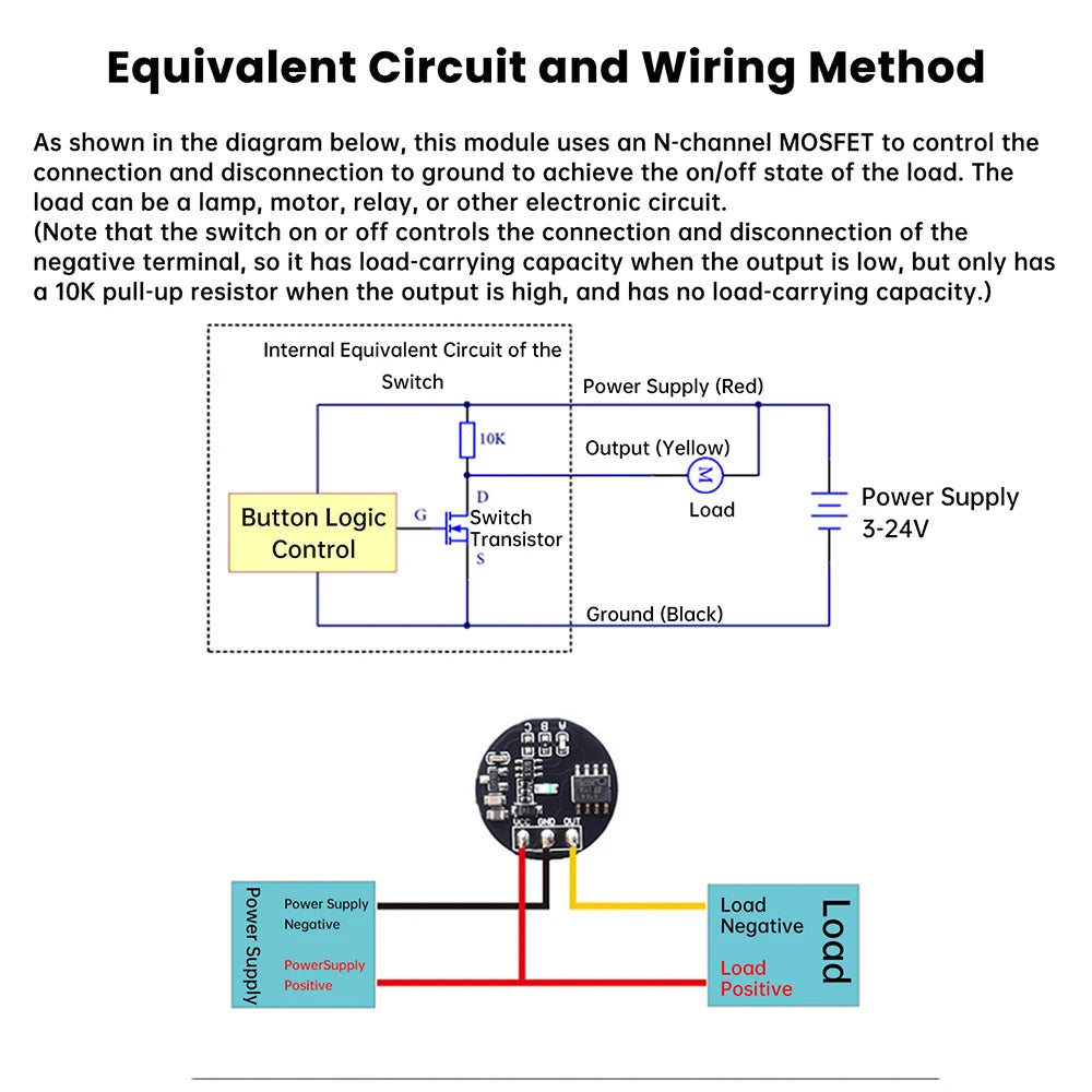 DC 3-24V Momentary/Latching Touch Sensor Switch Module JR223B Induction Capacitive Switch SI4164 MOSFET Led Light POWER Control