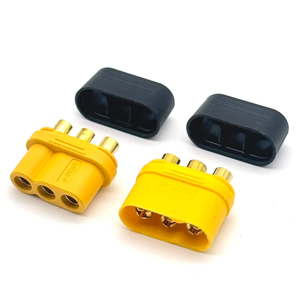 MR60 MR 60 Fireproof Female Male Three-core Connector With Sheath 3.5mm Brass Gold Plated For Lipo ESC RC Model