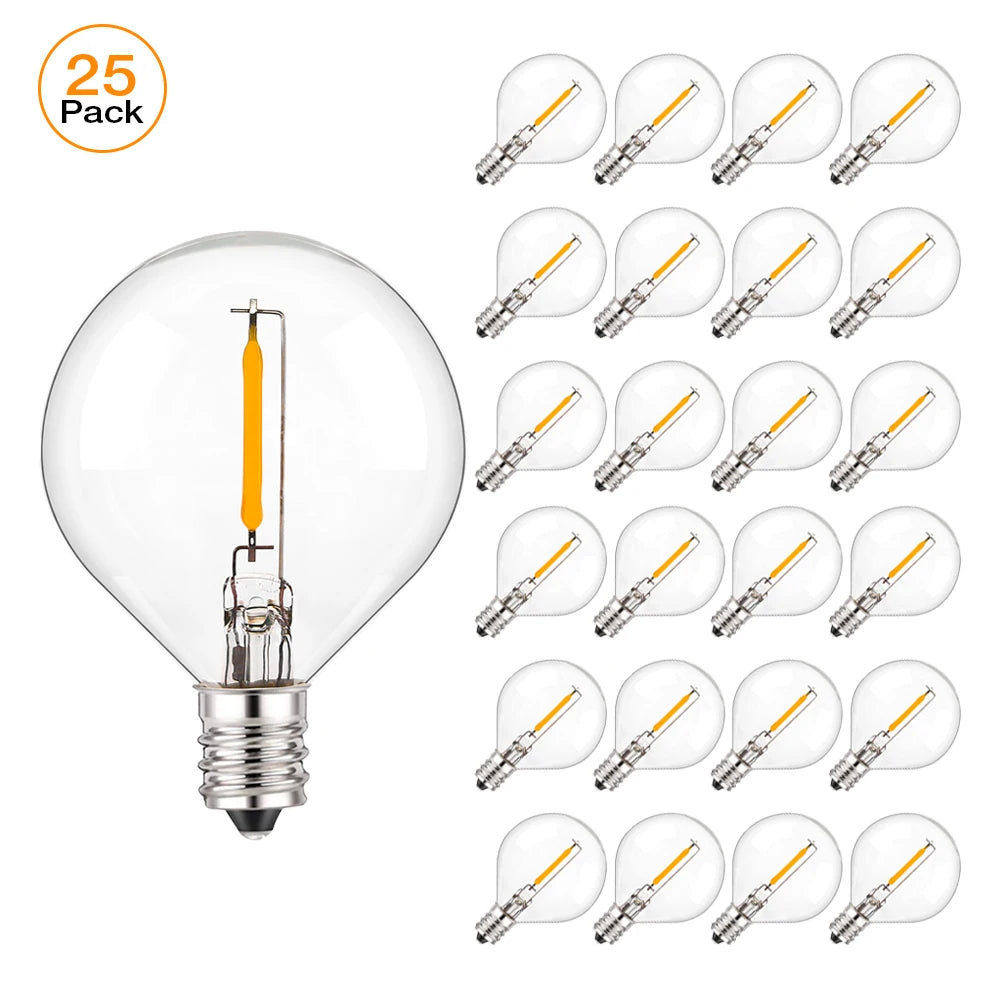 G40 LED String Light Replacement Bulbs E12 220V 110V Globe Light Bulb Warm White 2200K 10W Equivalent Indoor Outdoor Decor
