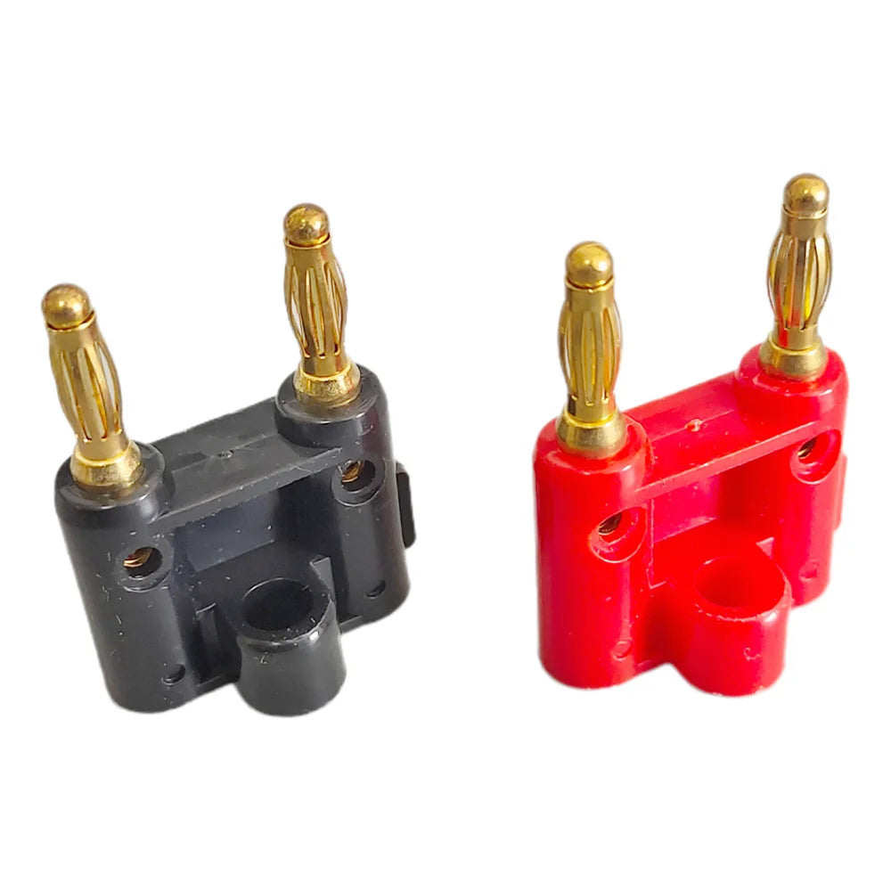 2Pcs Double Row 4mm Twin Banana Plug Audio Speaker Connector Amplifier Terminal Couple Socket Adapter for Audio Wiring