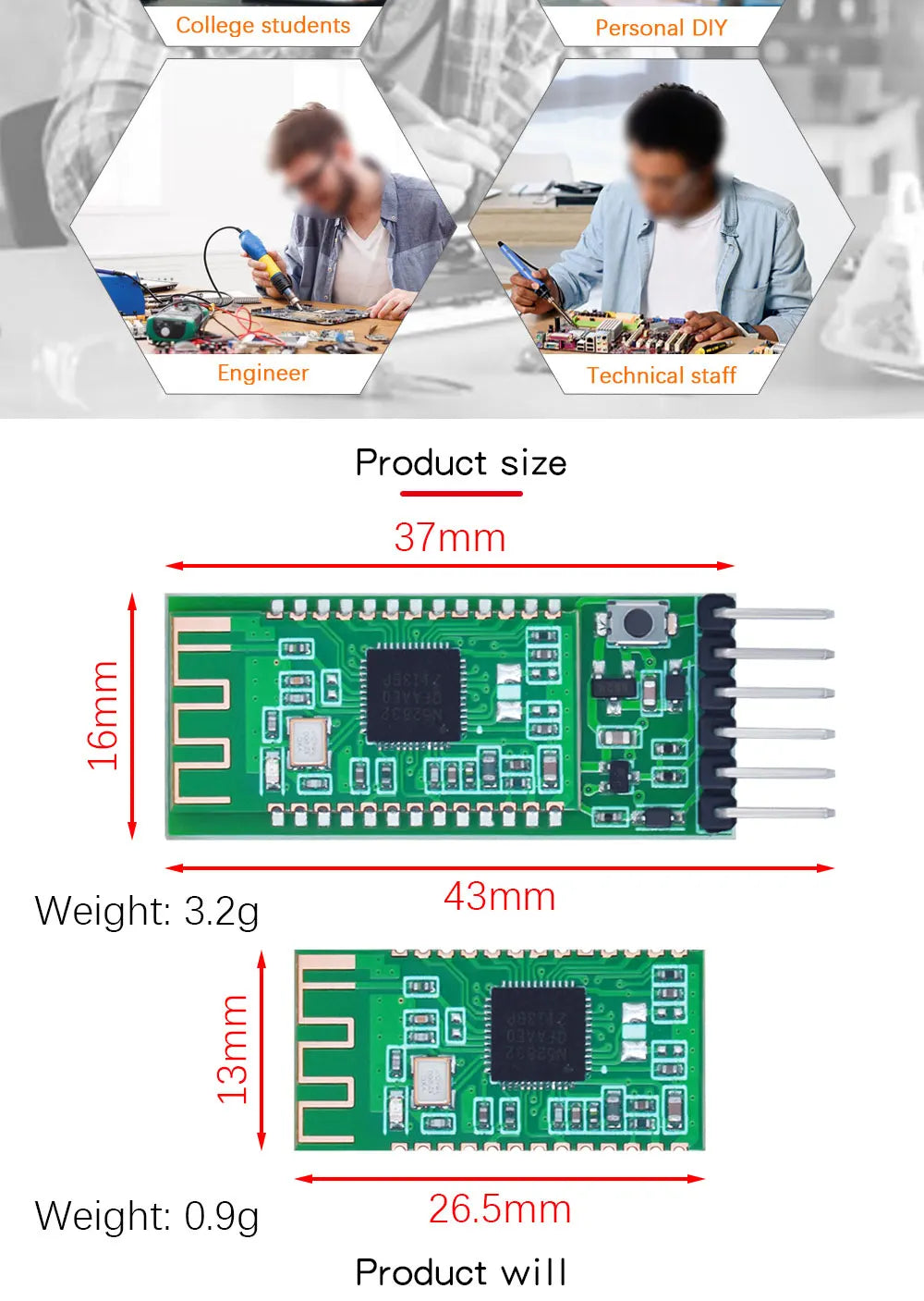 HC-05 HC-06 RF Wireless Bluetooth Transceiver Slave Module HC-08 Serial Port Module Wireless 4.0 HC-42 BLE 5.0 Bluetooth module