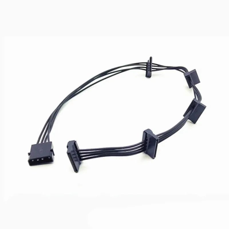 High Quality 1 Pcs Practical Durable PC Server 4 Pins IDE Molex 1 to 5 SATA Power Cable Adapter Splitter Cables Black 55cm