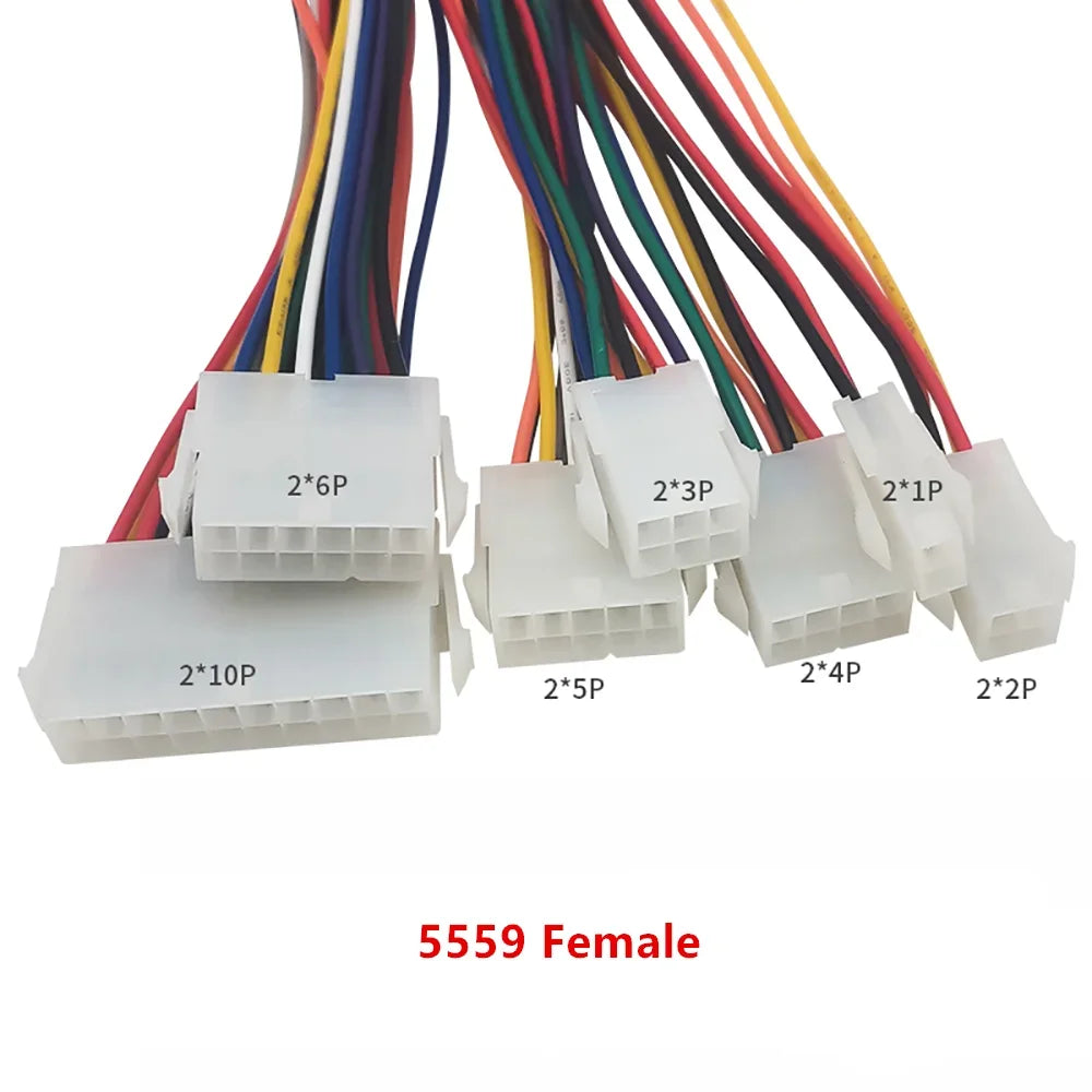 2pcs 20/30/50cm 5557 5559 2-24Pin Dual Row Micro-Fit MX4.2mm Male Female Automotive PC Computer Graphic Harness Plug Wire Cable