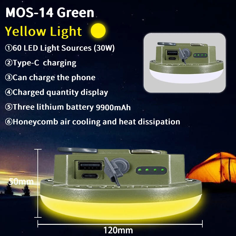 MOSLIGHTING 9900mAh Camping Light Portable Rechargeable Multifunctional LED Flashlight Fishing Emergency Maintenance Tent Lamp