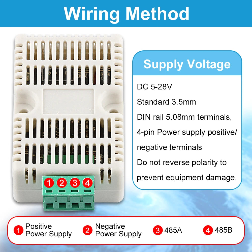 SHTC3 Temperature Humidity Sensor 35MM DIN Tracks Output RS485 Modbus Protocol Industrial Sensors Monitor Transmitter 5Pin