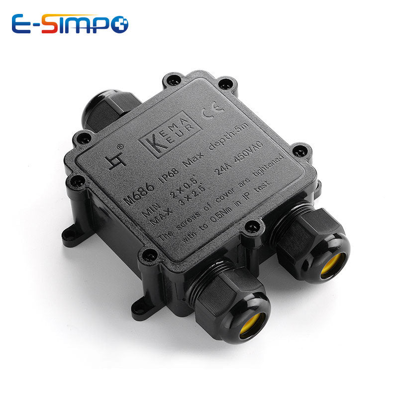 IP68 Y-Shape Underwater Waterproof  3Way 1IN2OUT 4-14mm Power Cord External LED Outdoor Light Lamp Wire Junction Box Connector
