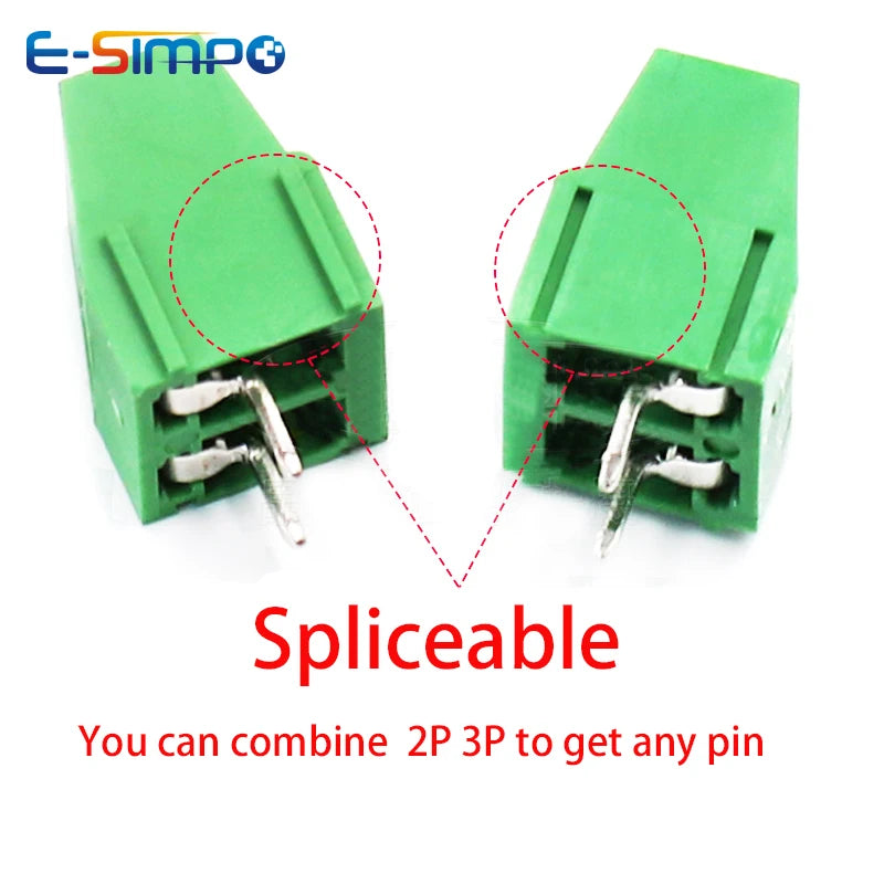 10pc PCB Screw Terminal Block 128-3.5/3.81/5.0/5.08/7.5/7.62-2P 3Pin Spliceable 0.15/0.2/0.25/ 0.3inch Pitch Rohs Wire Connector