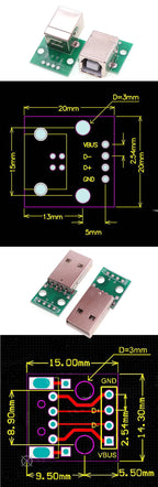 5pcs USB 2.0 Micro Mini A Female/Male USB B Connector Interface to 2.54mm Pin Header PCB Converter Adapter Breakout Board