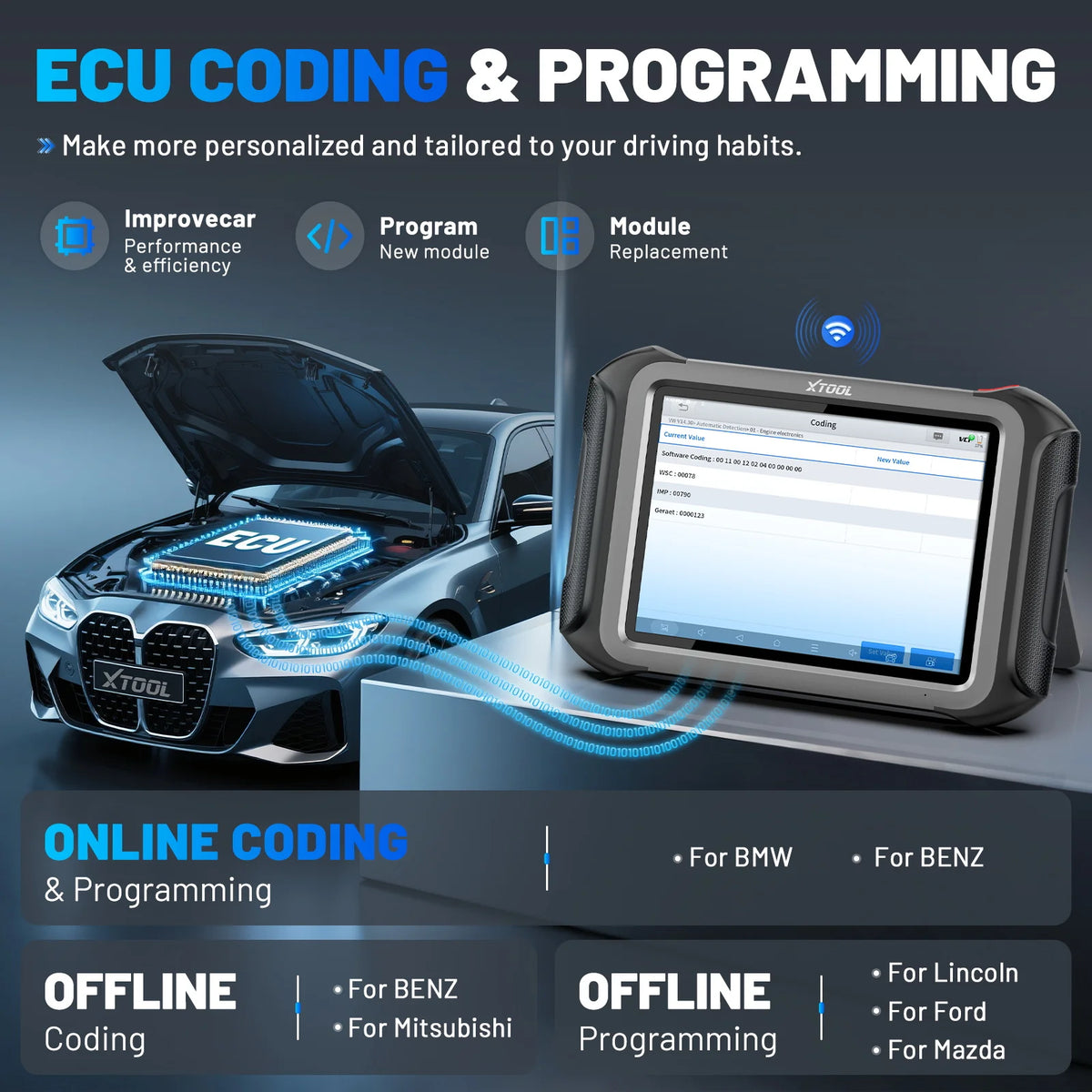 XTOOL D9S PRO D9SPRO Car Diagnostic Tool Bluetooth ECU Programming/Coding Automotive Scanner 45 Services CANFD DOIP FCA Topology