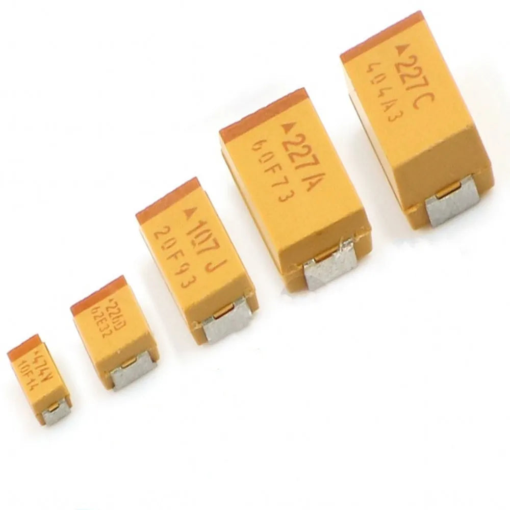 50pcs A B C D Case SMD Tantalum Capacitor 6V 10V 16V 25V 35V 50V 0.1UF 1UF 2.2UF 4.7UF 10UF 22UF 33UF 47UF 100UF 220UF 330UF 470