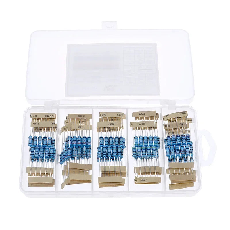 150pcs 30values 0.1-750 ohm 1% 1W Metal Film Resistor Assorted Kit 5 Color ring resistor Set