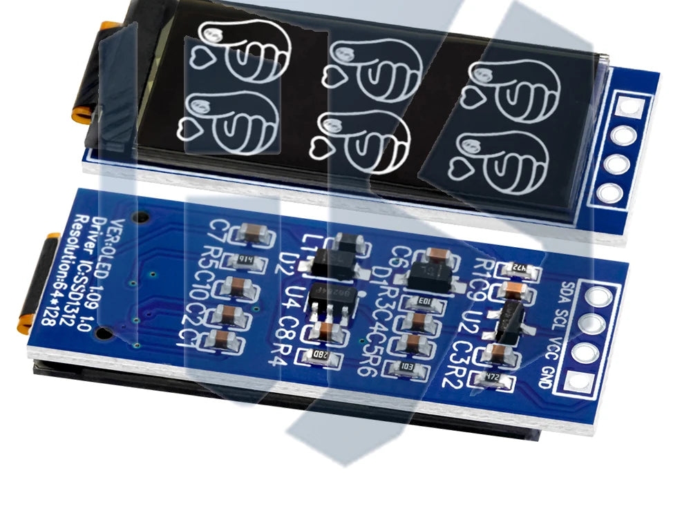 1.09/1.1 Inch OLED Display Module - 128x64 SSD1312 Driver I2C Interface for Arduino (64x128 Resolution, 12864 Type)