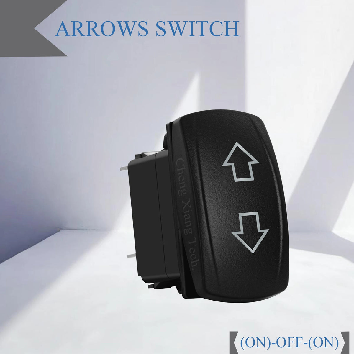 12V Arrow Up Down Rocker Switch White Led 7Pin On-Off-On, Momentary (On)-Off-(On) Toggle Switch Waterproof DPDT Button Switch