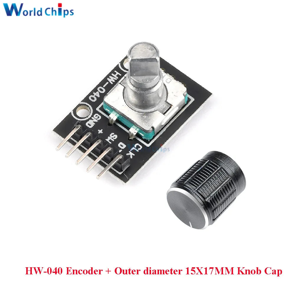 10 PCS 360 Degrees Rotary Encoder Module KY-040 HW-040 Sensor Switch 6MM Half Shaft Potentiometer Rotary Knob Cap 15×17 15×13.5