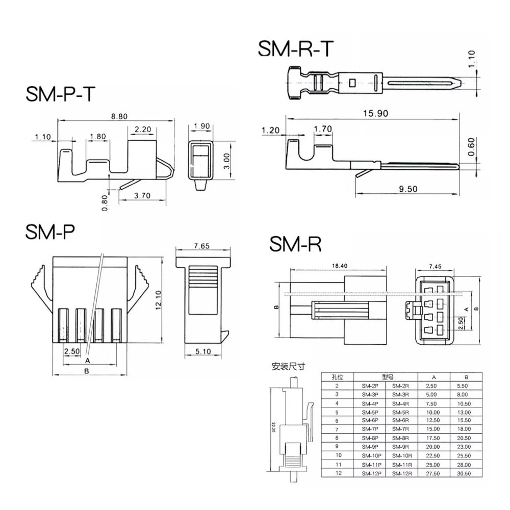 420PCS 2.5mm Pitch JST SM Connector 2 3 4 5 Pin Male/ Female Housing Plug Connector Assortment Kit