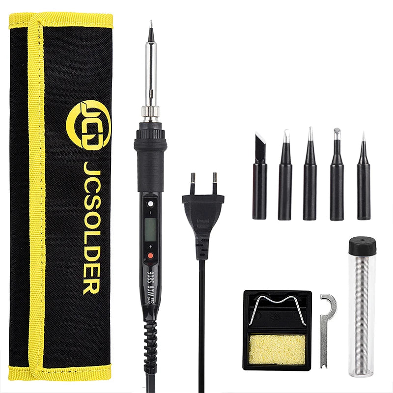 JCD Electric Soldering Iron Kit 80W LCD Digital Display Adjustable Temperature 220V/110V Solder Iron Welding Repair Tools 908S