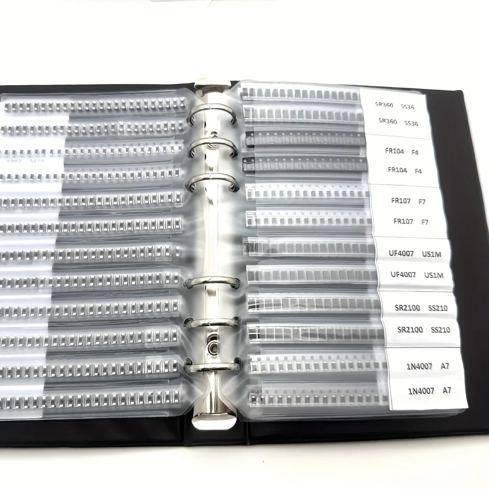 10/24/33Values Rectifier Diode Sample Book SMD M1 M4 M7 SS12 SS14 SS16 SS24 SS34 SS36 SS110 SS210 Schottky Barrier Diode KIT