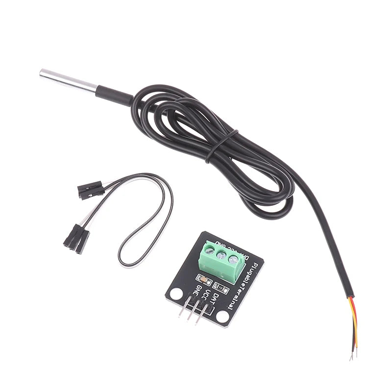 DS18B20 Temperature Sensor Module Waterproof Digital Sensor Cable Stainless Steel Probe Terminal Adapter For Arduino
