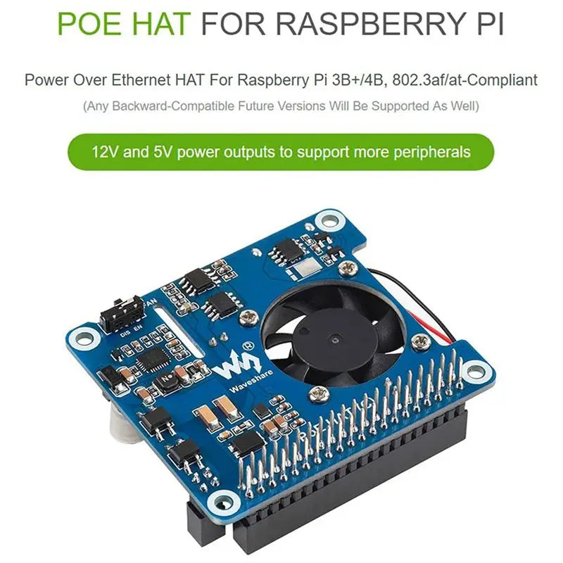 3X Waveshare POE HAT (C) For Raspberry Pi 4B/3B+, Power Over Ethernet HAT, Support IEEE 802.3Af/At-Compliant Network