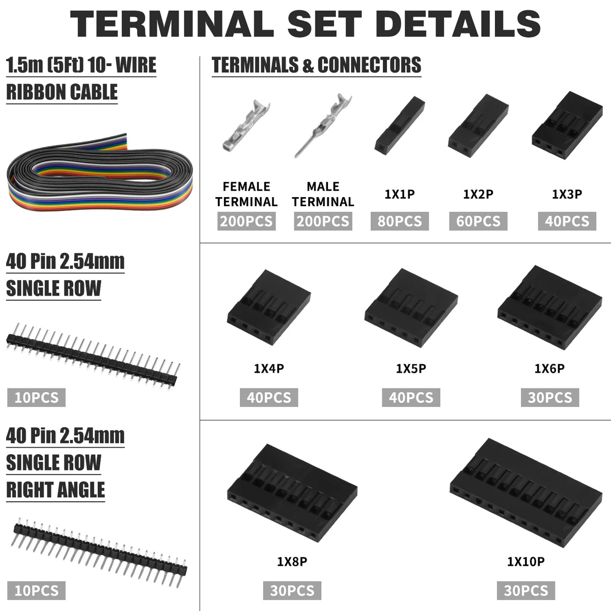 Box SN-58B 1550PCS Terminals Crimping Tool Kit 2.54mm Pitch Dupont Connectors Crimper Non-insulated Open Barrel Crimping Plier