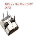 10-100pcs Micro USB Connector 2pin DIP2 SMD2 180 Degree Rotating Vertical B-Type Female Socket Charging Curl and Flat Port Dock