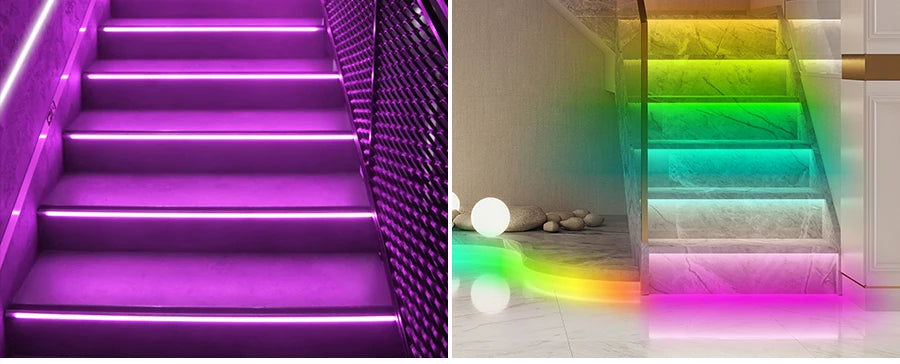 Motion Sensor Stair LED Controller 12V 24V Stair Step LED Strip Light Side Pixel Strip Light 1-32 Steps Indoor Stairway Lighting
