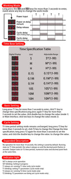 EARU Digital Time Relay 0.1s-990h Multi-Mode Power On Off Delay Cycle Timer AC DC 24-240V 2NO2NC with Base Socket