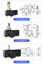 Z-15 Micro Limit switch Travel Switch Small Horizontal Roller Lever 15A 250V 1NO1NC Normally Open Normally Closed Travel Switch