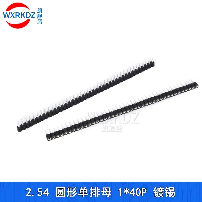 1x40P 1.27mm 2.0mm 2.54mm Round Hole Male Tin Gold Female Pin Header Single Row 0.1" Breakable PCB IC Crystal Transistor Socket
