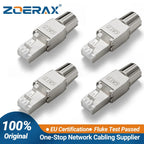 ZoeRax RJ45 Cat8 Cat7 Connector Tool-Free All Metal Ethernet Termination Plug for 22~24AWG CAT8/CAT7/CAT6A Lan Cable